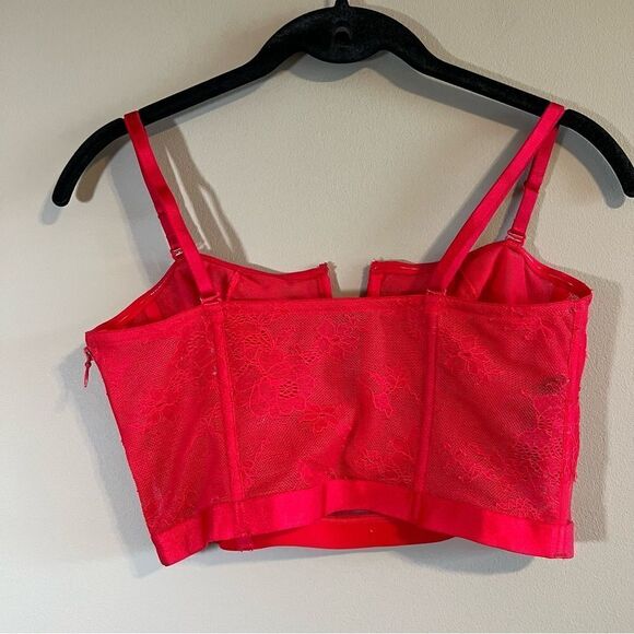 ✨ Victoria’s Secret Red Lace Sexy Unlined Strapless Bra Large - Picture 5 of 10